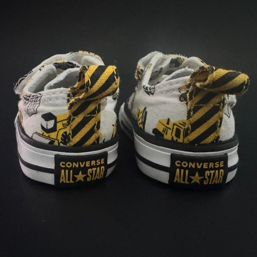 Converse All Star Infant Sneakers Construction Print Double Strap Size 3 - Picture 2 of 11